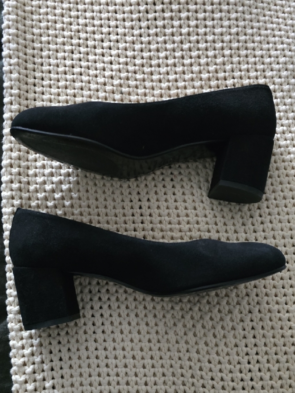 Margaux Black Suede Rounded-Toe Classic Pumps - Picture 3 of 5